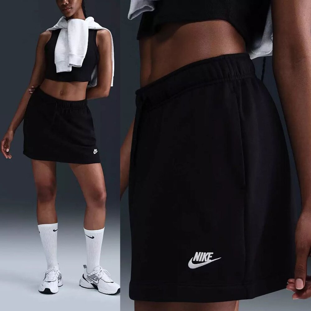 NEW Nike Sportswear Club Fleece Mini Skirt Size M Black Logo Fleece $50 Active